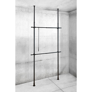4008838300749 - Teleskopregal WENKO Herkules Basic Schwarz Regale Gr T 11 cm schwarz (stangen schwarz kunststoffteile anti rutsch teile der schwarz) Teleskopregale verstellbar Breite 75-120 cm H 165-300 cm - ohne Bohren & Schrauben